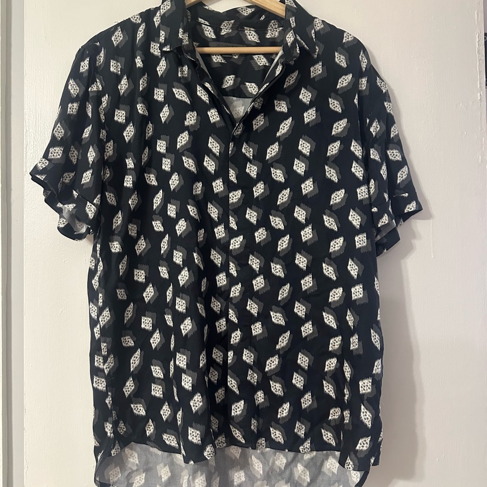 John Varvatos Black and White Geometric Men's Shirt